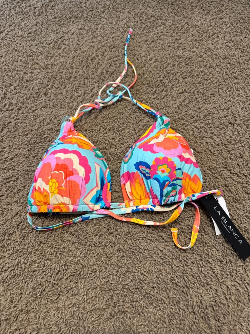 Vibrant Floral Triangle Bikini Top - from La Blanca NWT size 16